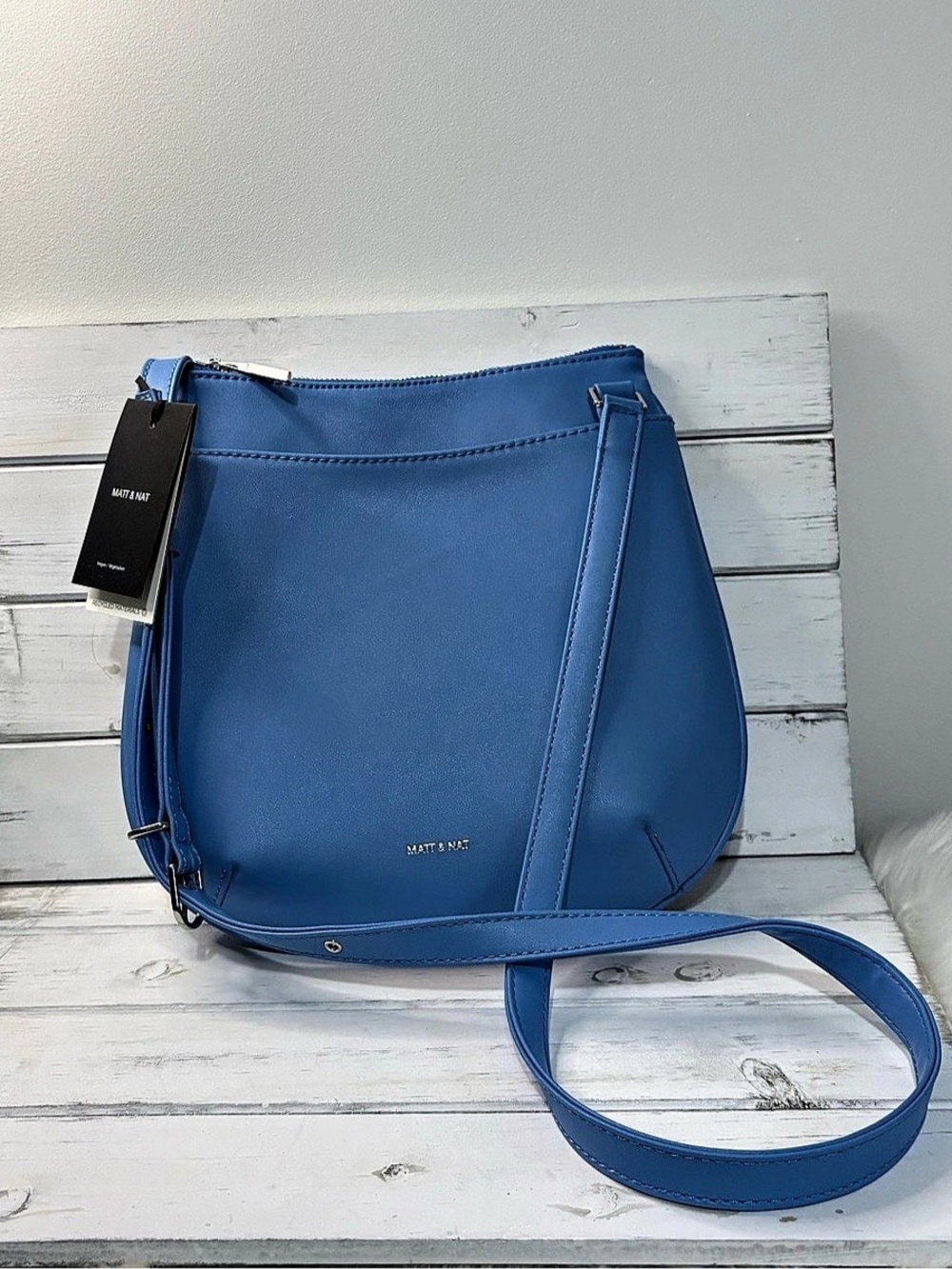 (304)Matt & Nat Recycled Vegan Shoulder Bag Blue Crossbody Bag NWT